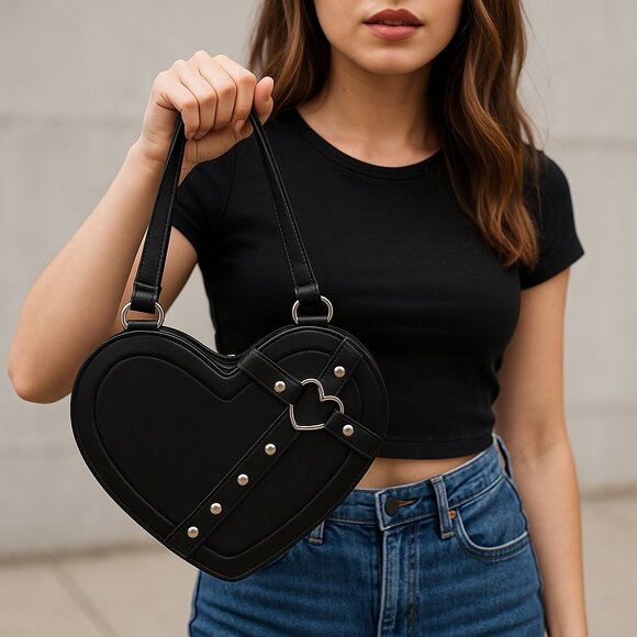 🖤 Heart-Shaped Faux Leather Purse – Fun, Flirty & a Little Bit Fierce - Picture 1 of 7